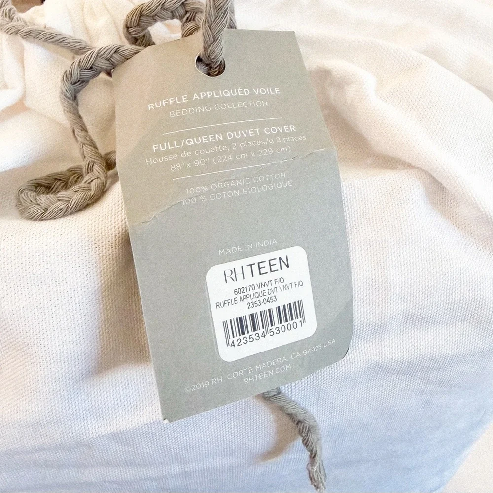 rh teen ruffle appliquéd organic voile bedding set